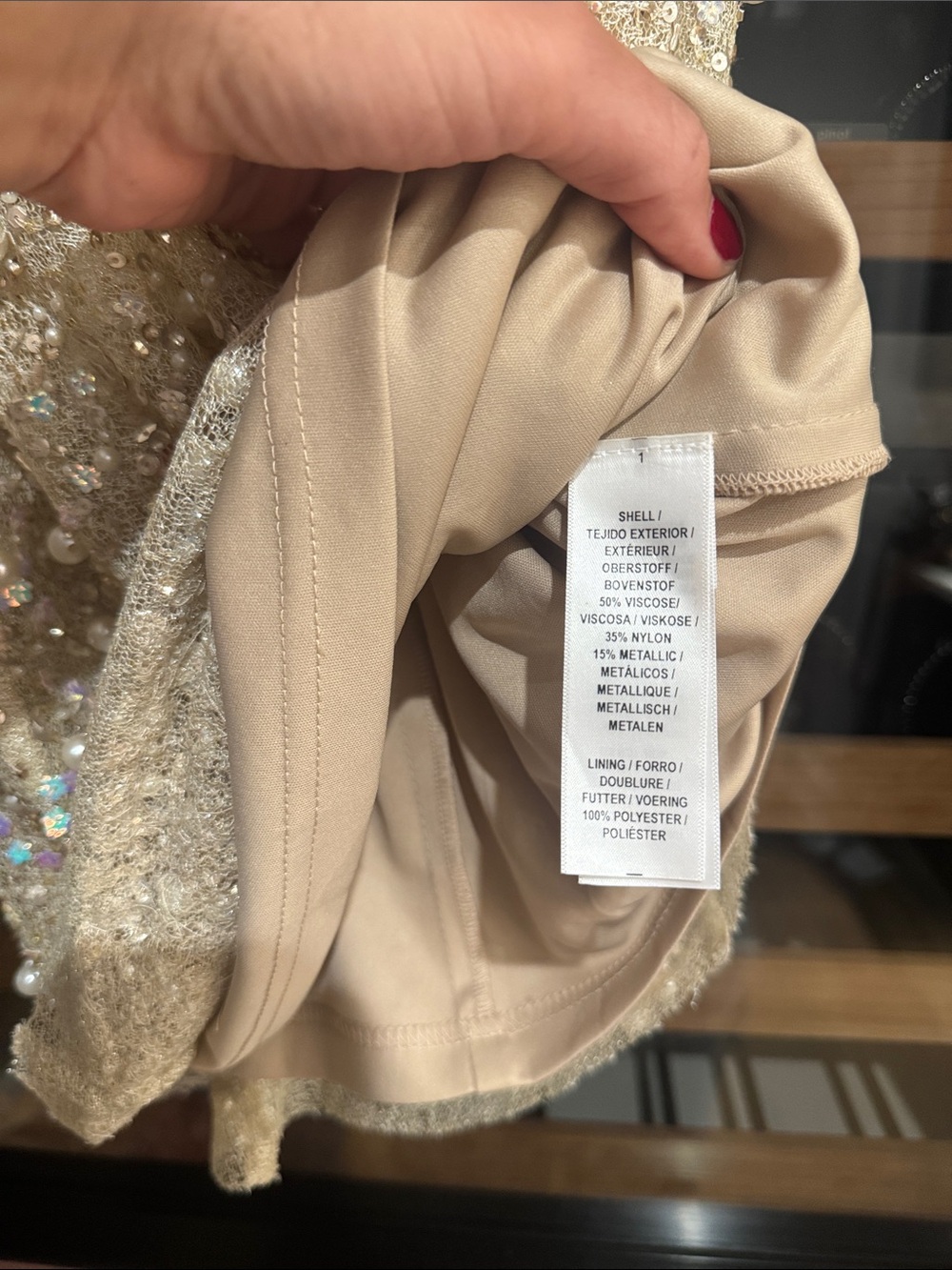 Aidan by Aidan Mattox Champagne Pearl Sequin Cocktail Dress Size 2 - Picture 8 of 8